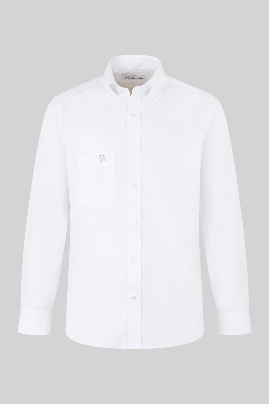 ROYAL OXFORD BOTTON-DOWN   tasca destra con logo ricamato grigio perla