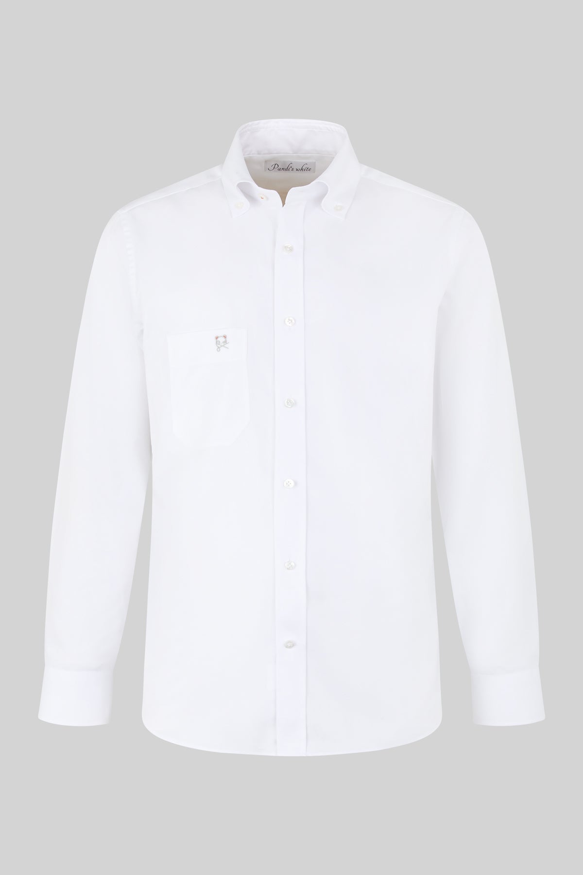 ROYAL OXFORD BOTTON-DOWN   tasca destra con logo ricamato grigio perla